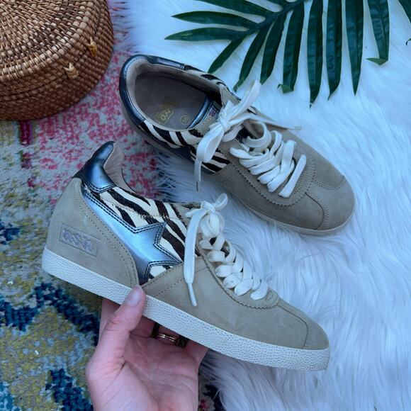 Ash Beige Tan Leather Platform Wedge Guepard Sneaker 36 / 5.5-6 - Picture 1 of 9
